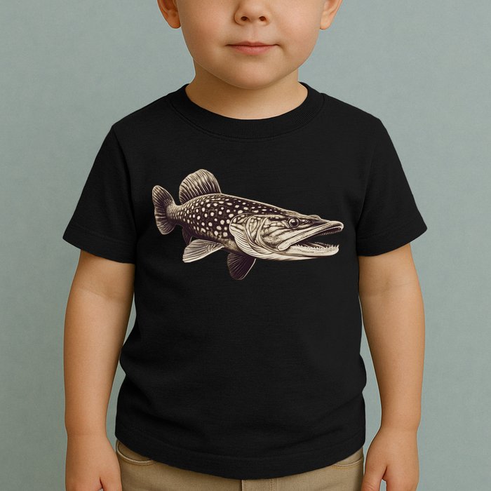 Pike Fish Monchrome Toddler T-Shirt