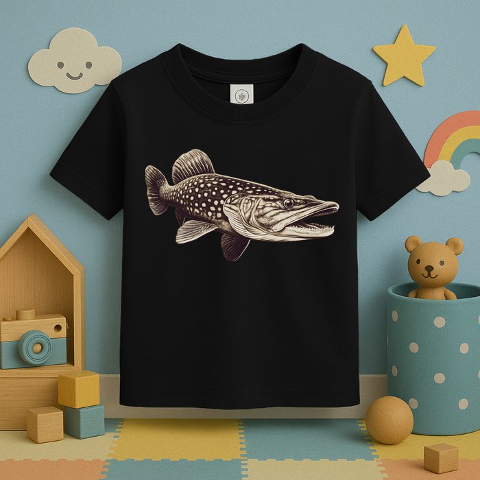 Pike Fish Monchrome Toddler T-Shirt
