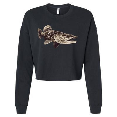 Pike Fish Monchrome Cropped Pullover Crew