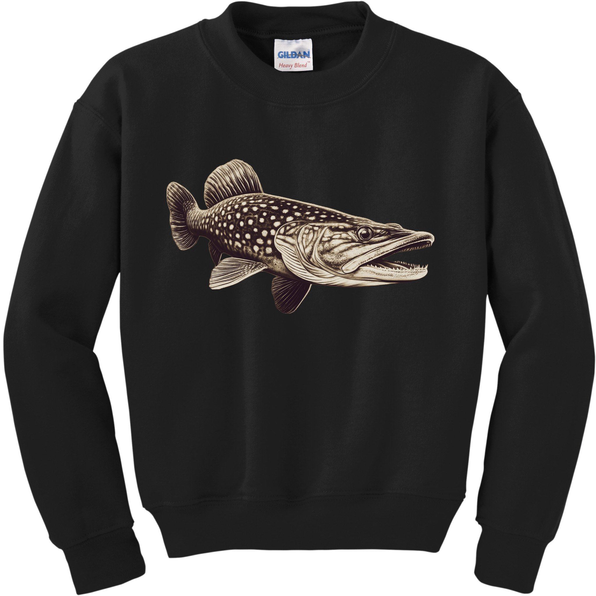 Pike Fish Monchrome Kids Sweatshirt