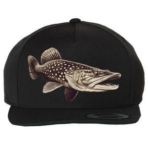 Pike Fish Monchrome Wool Snapback Cap