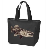 Pike Fish Monchrome Zip Tote Bag