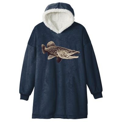 Pike Fish Monchrome Hooded Wearable Blanket