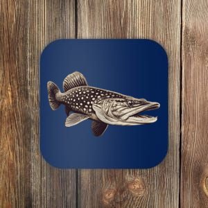 Pike Fish Monchrome Coaster