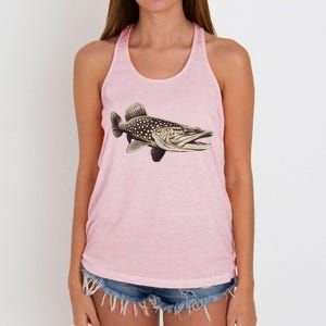 Pike Fish Monchrome Women's Knotted Racerback Tank