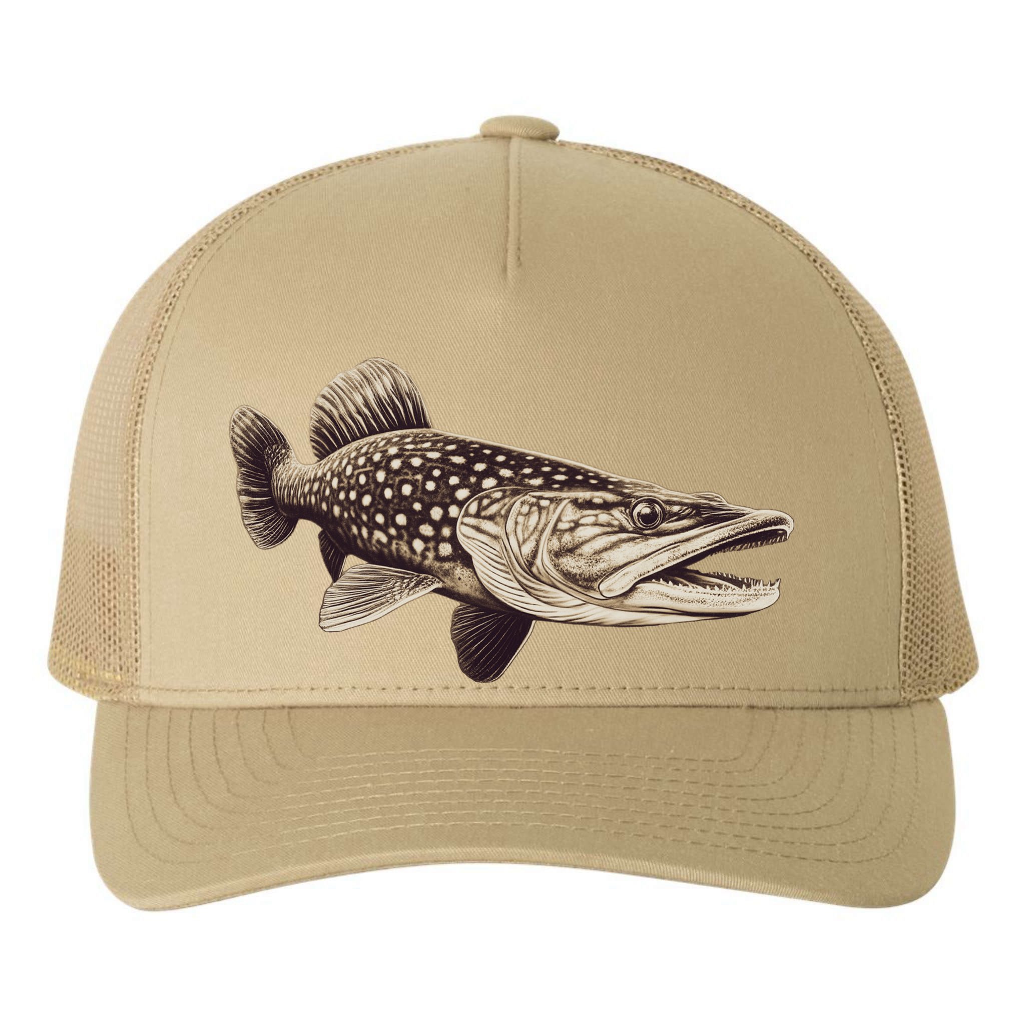 Pike Fish Monchrome Yupoong Adult 5-Panel Trucker Hat