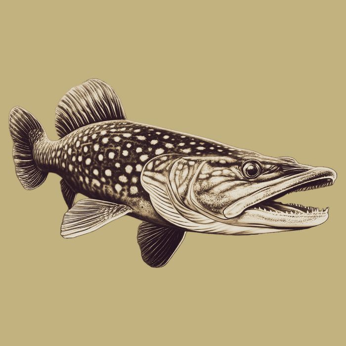 Pike Fish Monchrome Button