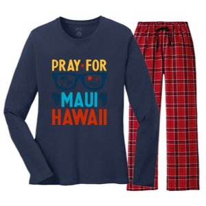 Pray For Maui Hawaii Strong Support Hawaii Gift Women's Long Sleeve Flannel Pajama Set 