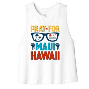 Pray For Maui Hawaii Strong Support Hawaii Gift Women's Racerback Cropped Tank