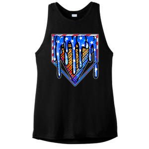 Patriotic Flag Melting Ice Cream Cone Ladies PosiCharge Tri-Blend Wicking Tank