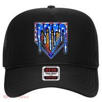 Patriotic Flag Melting Ice Cream Cone High Crown Mesh Back Trucker Hat
