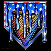 Patriotic Flag Melting Ice Cream Cone High Crown Mesh Back Trucker Hat