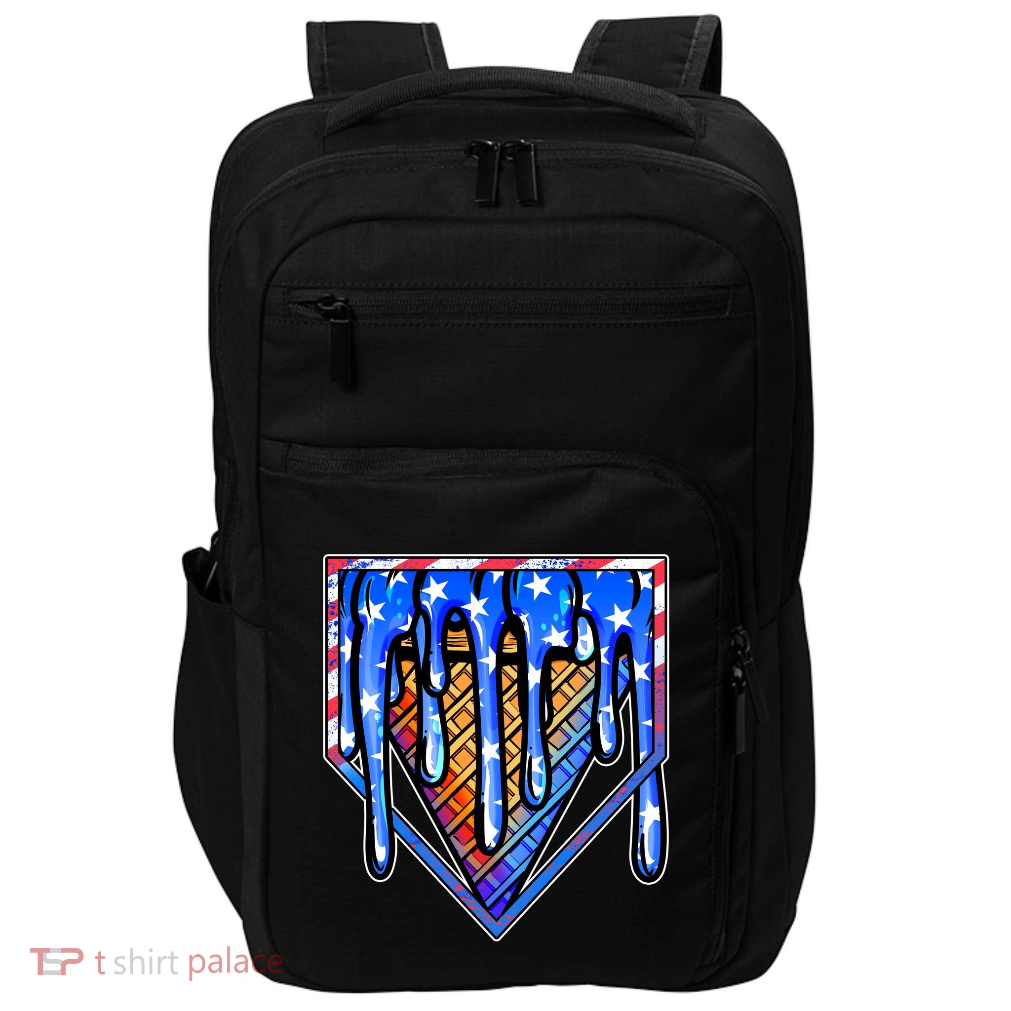 Patriotic Flag Melting Ice Cream Cone Impact Tech Backpack