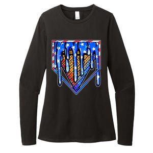 Patriotic Flag Melting Ice Cream Cone Womens CVC Long Sleeve Shirt