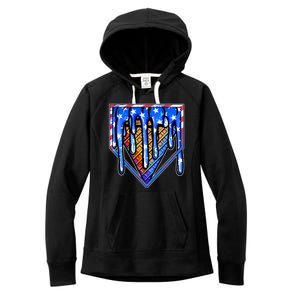 Patriotic Flag Melting Ice Cream Cone Women's Fleece Hoodie