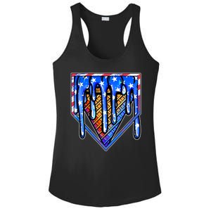 Patriotic Flag Melting Ice Cream Cone Ladies PosiCharge Competitor Racerback Tank