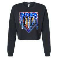 Patriotic Flag Melting Ice Cream Cone Cropped Pullover Crew