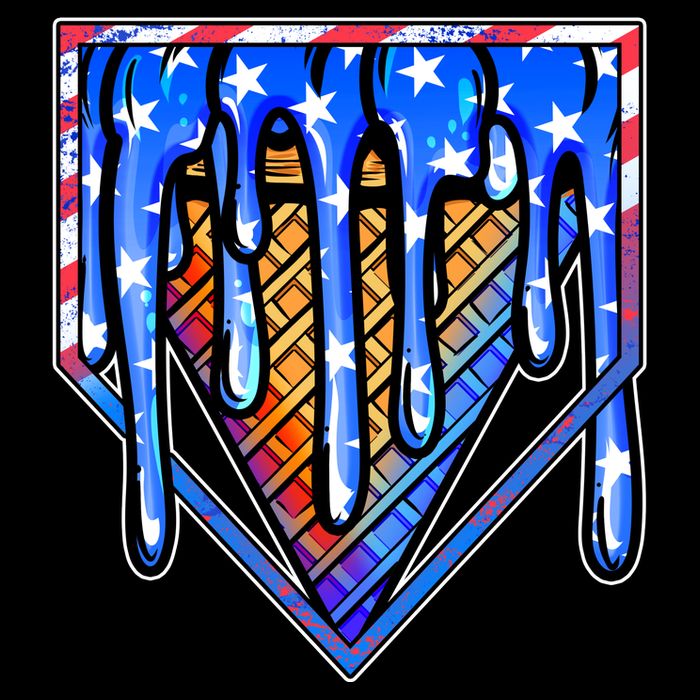Patriotic Flag Melting Ice Cream Cone Cropped Pullover Crew