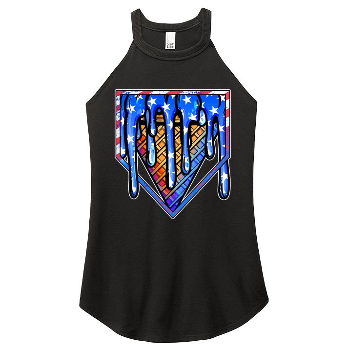 Patriotic Flag Melting Ice Cream Cone Women's Perfect Tri Rocker Tank