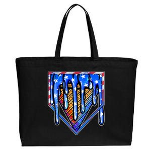 Patriotic Flag Melting Ice Cream Cone Cotton Canvas Jumbo Tote