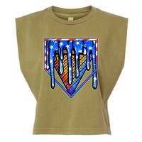 Patriotic Flag Melting Ice Cream Cone Garment-Dyed Women's Muscle Tee