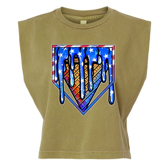 Patriotic Flag Melting Ice Cream Cone Garment-Dyed Women's Muscle Tee
