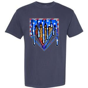 Patriotic Flag Melting Ice Cream Cone Garment-Dyed Heavyweight T-Shirt