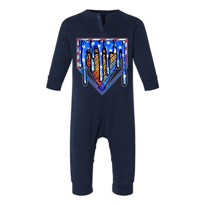 Patriotic Flag Melting Ice Cream Cone Infant Fleece One Piece