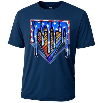 Patriotic Flag Melting Ice Cream Cone Performance Shirt