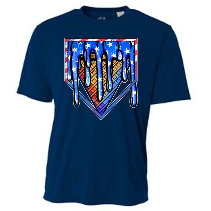 Patriotic Flag Melting Ice Cream Cone Cooling Performance Crew T-Shirt