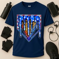 Patriotic Flag Melting Ice Cream Cone Cooling Performance Crew T-Shirt