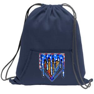 Patriotic Flag Melting Ice Cream Cone Sweatshirt Cinch Pack Bag