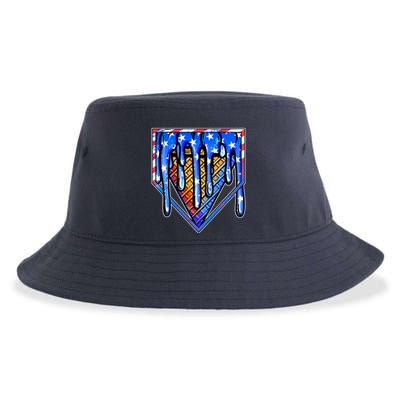 Patriotic Flag Melting Ice Cream Cone Sustainable Bucket Hat