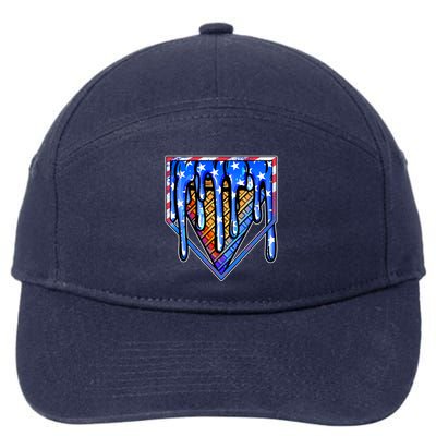 Patriotic Flag Melting Ice Cream Cone 7-Panel Snapback Hat