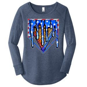 Patriotic Flag Melting Ice Cream Cone Women's Perfect Tri Tunic Long Sleeve Shirt