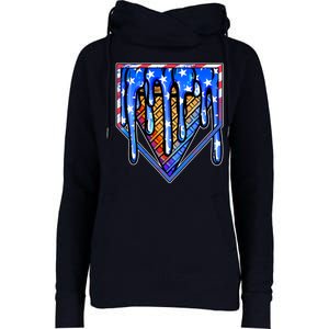 Patriotic Flag Melting Ice Cream Cone Womens Funnel Neck Pullover Hood