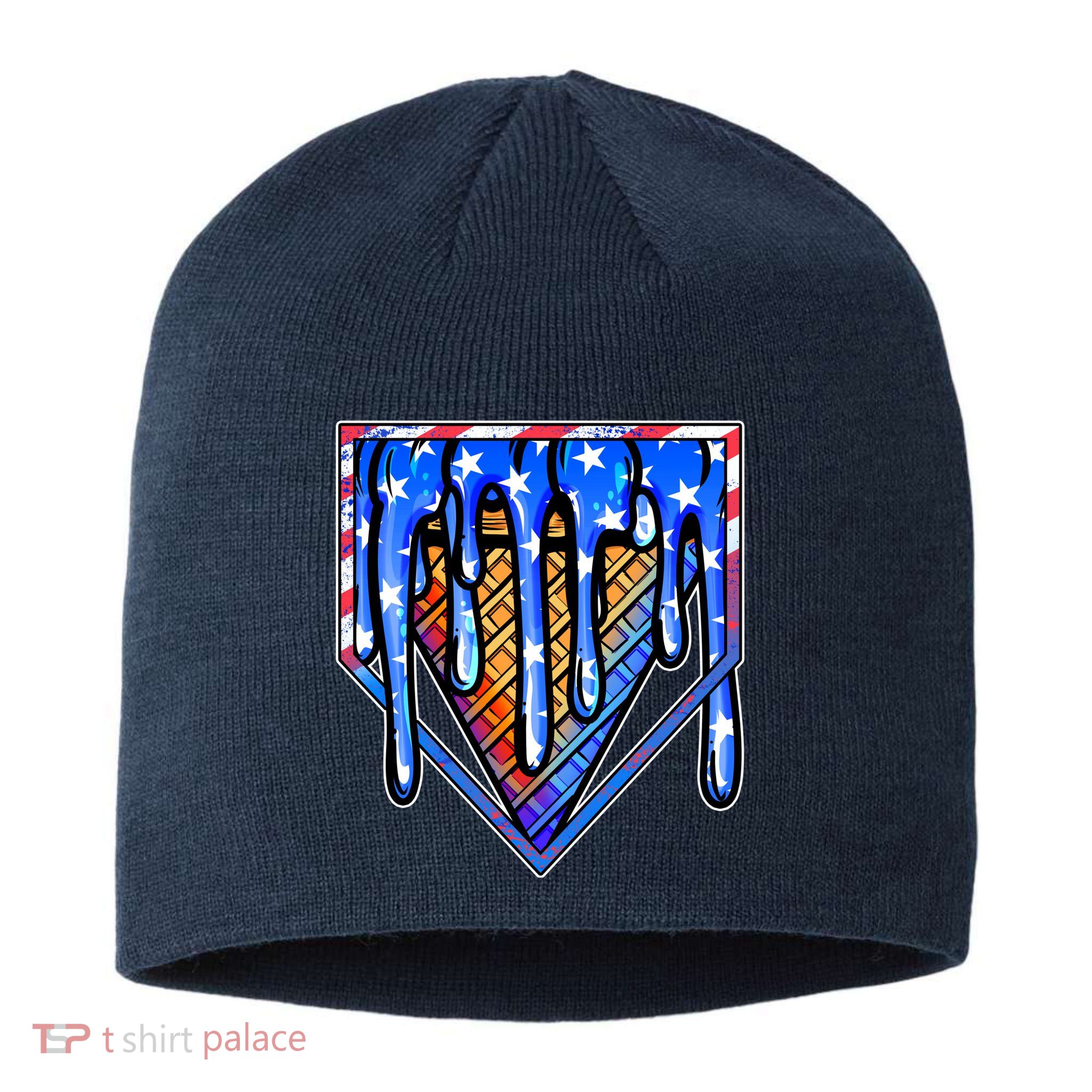Patriotic Flag Melting Ice Cream Cone Sustainable Beanie