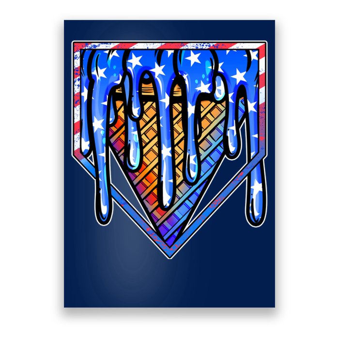 Patriotic Flag Melting Ice Cream Cone Poster