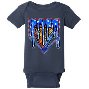 Patriotic Flag Melting Ice Cream Cone Baby Bodysuit