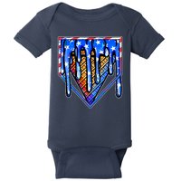 Patriotic Flag Melting Ice Cream Cone Baby Bodysuit