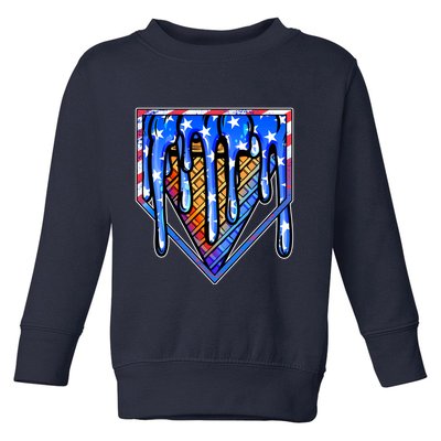 Patriotic Flag Melting Ice Cream Cone Toddler Sweatshirt