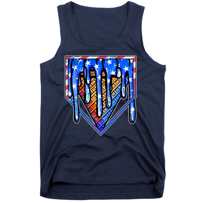 Patriotic Flag Melting Ice Cream Cone Tank Top