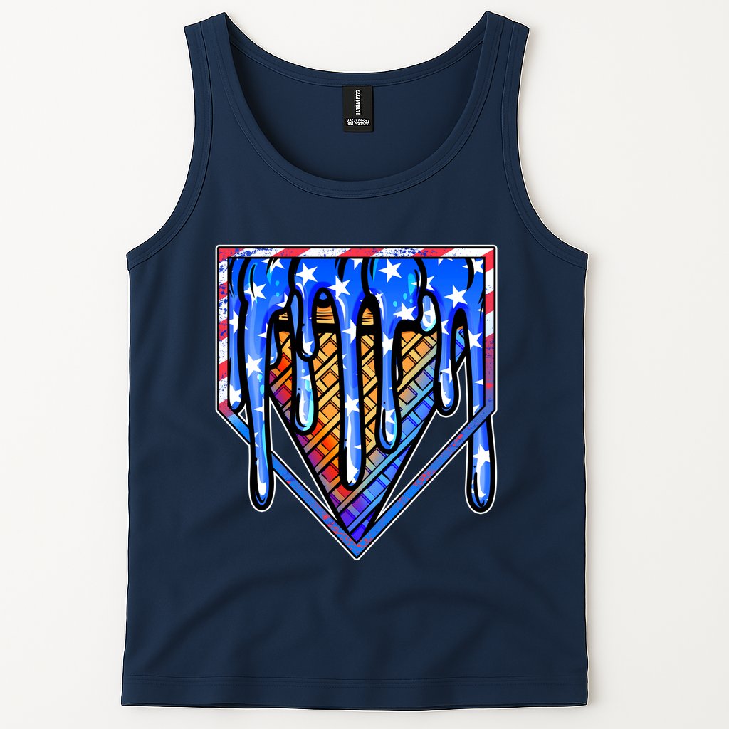Patriotic Flag Melting Ice Cream Cone Tank Top