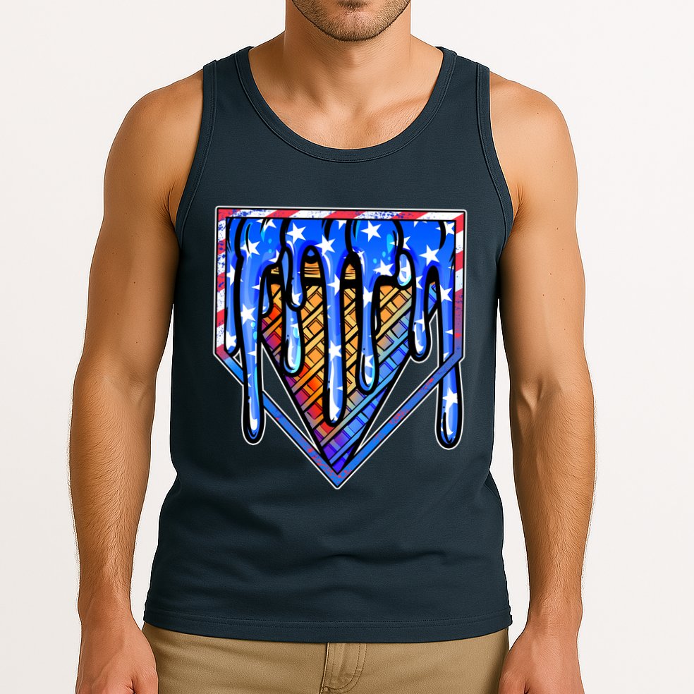Patriotic Flag Melting Ice Cream Cone Tank Top