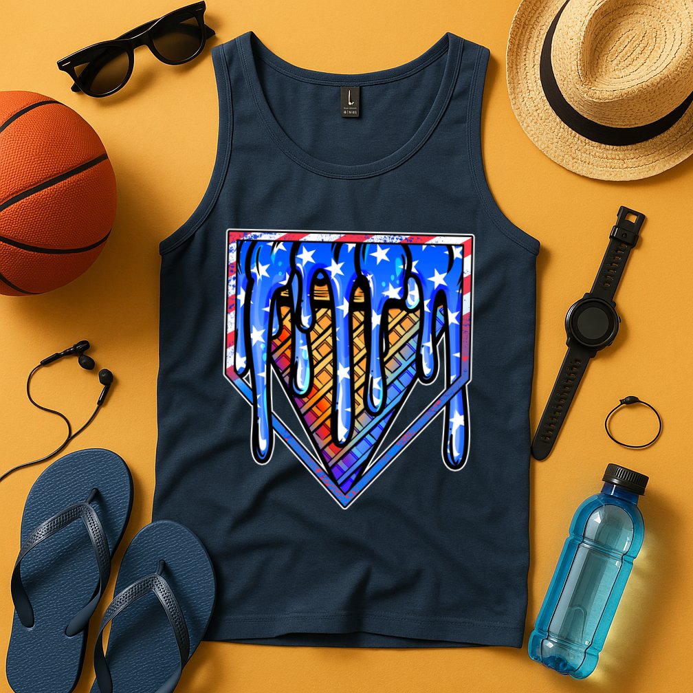 Patriotic Flag Melting Ice Cream Cone Tank Top