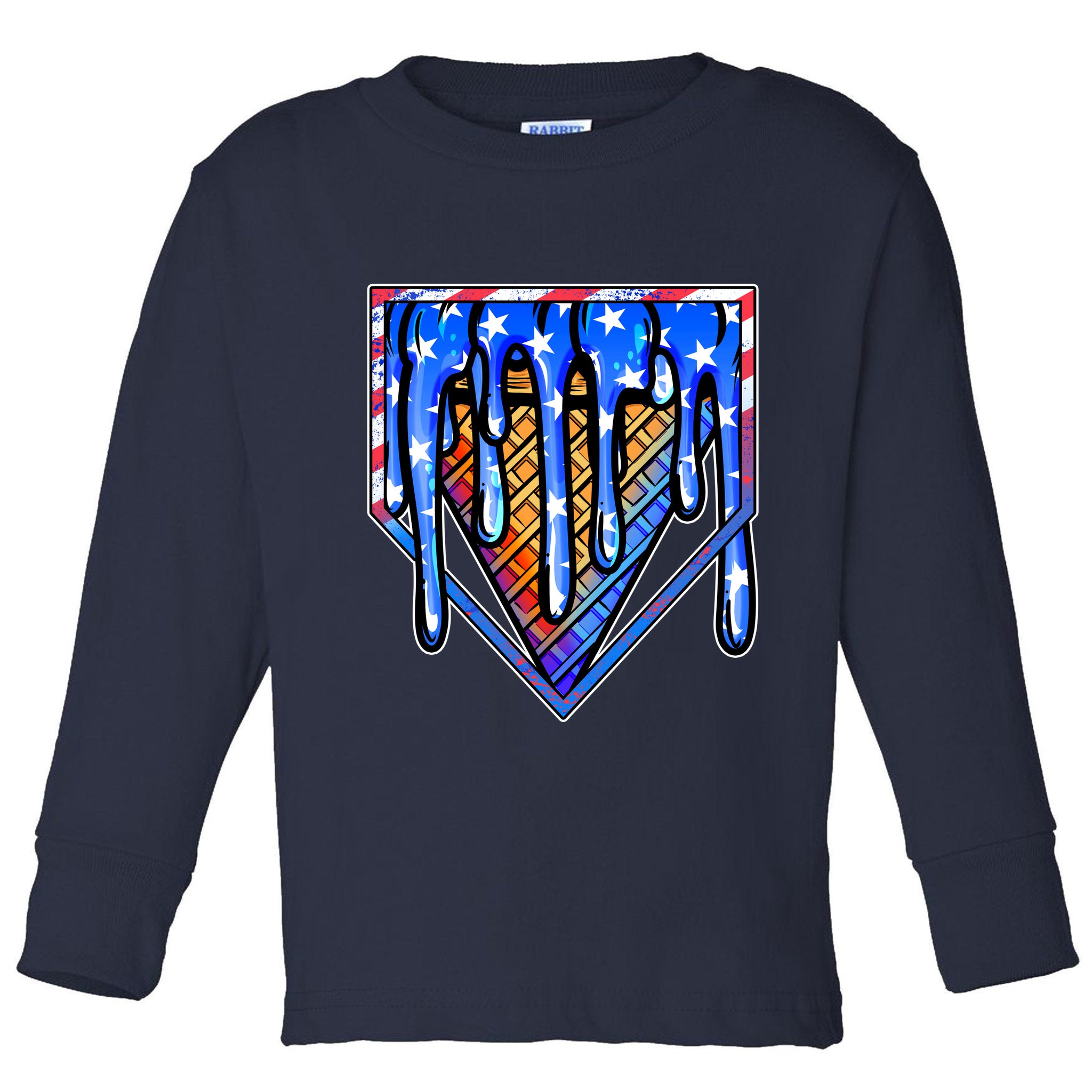 Patriotic Flag Melting Ice Cream Cone Toddler Long Sleeve Shirt