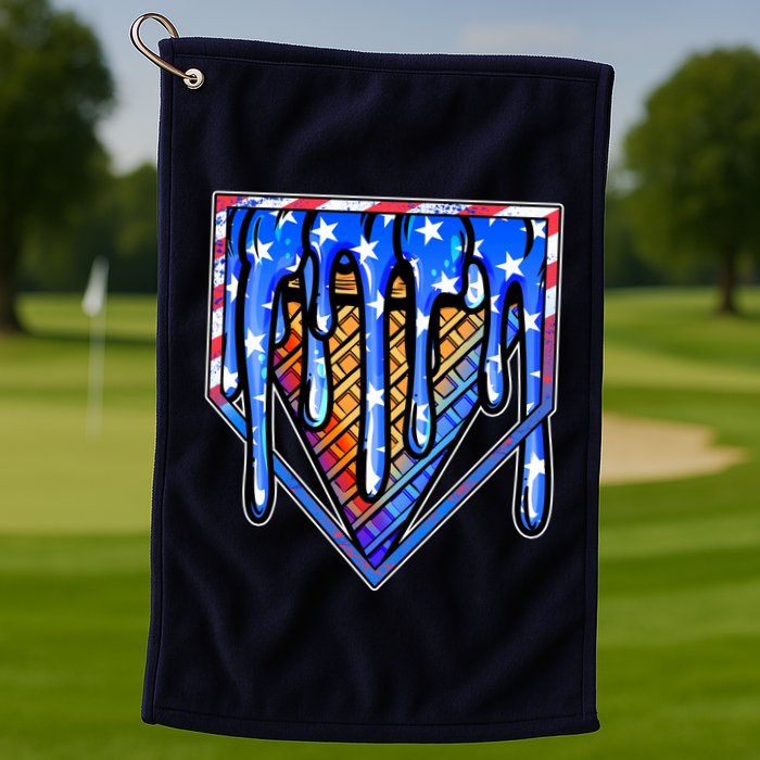 Patriotic Flag Melting Ice Cream Cone Golf Towel