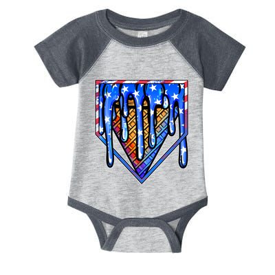 Patriotic Flag Melting Ice Cream Cone Infant Baby Jersey Bodysuit