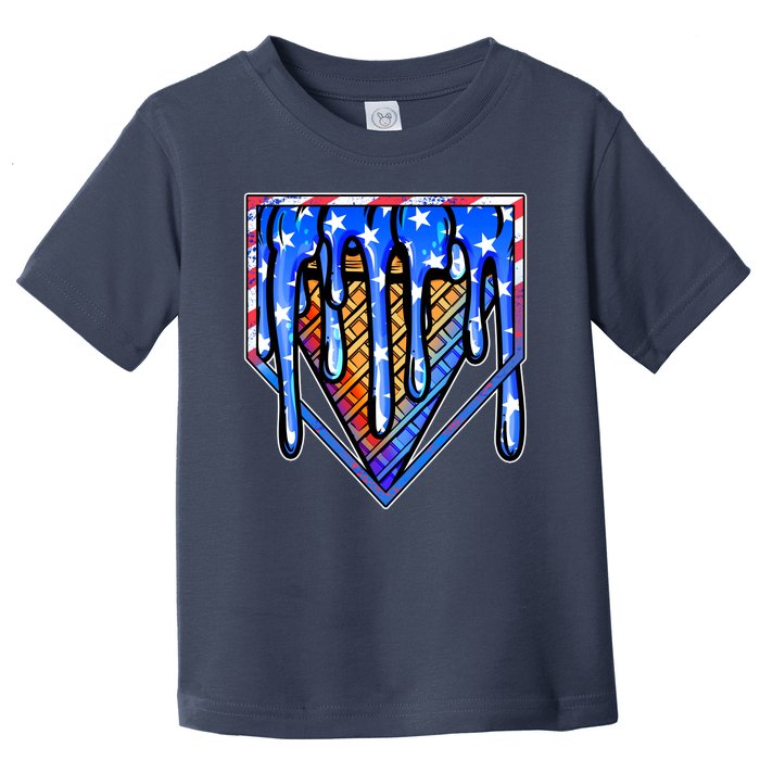 Patriotic Flag Melting Ice Cream Cone Toddler T-Shirt