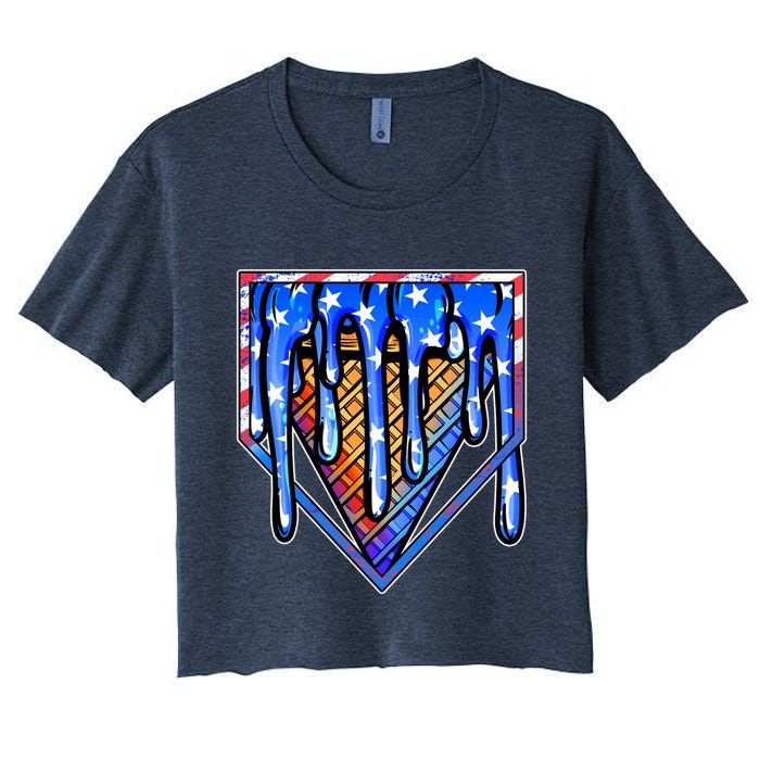 Patriotic Flag Melting Ice Cream Cone Crop Top